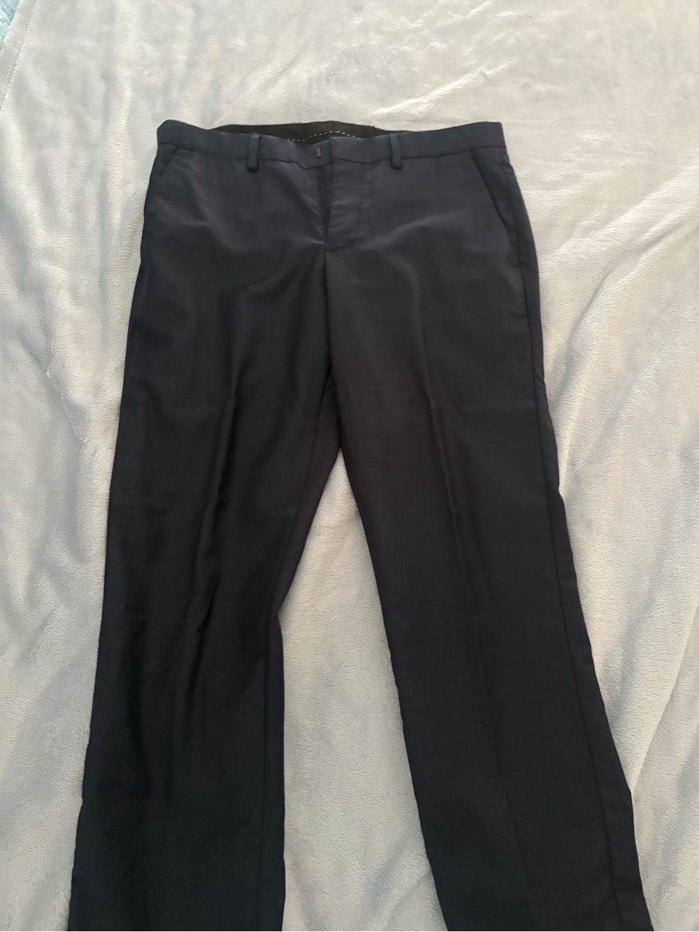 Express Men's Navy Dress Pants - Tailored Flat Front